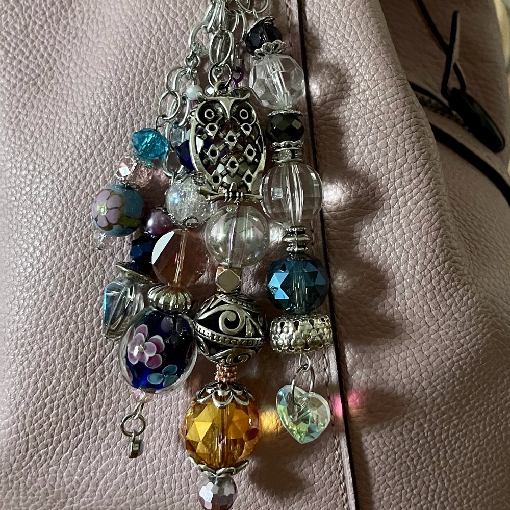 EXAMPLE Large HANDBAG CHARM Bag Jewelry Glass Sparkly Keychain Designer Bling - Picture 4 of 13